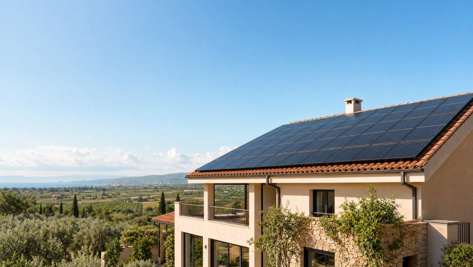 Villa con pompa di calore e fotovoltaico