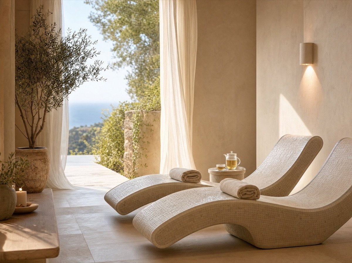 Due lettini relax in ceramica